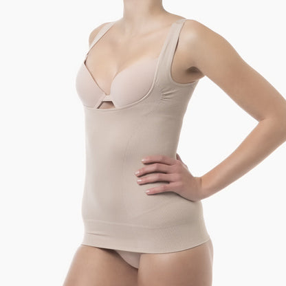Open bust shapewear tank top with flat tummy effect - DestGlow