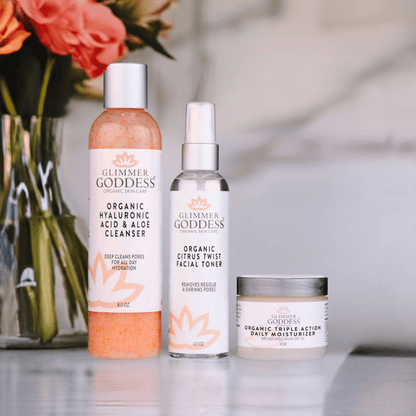 Organic 3-Step Anti-Aging Skincare Kit | Cleanse, Tone, Hydrate