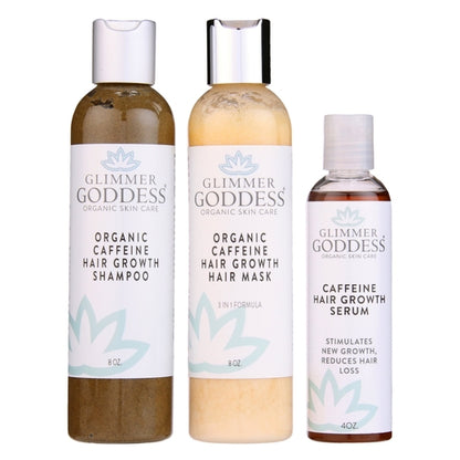 Organic Caffeine Hair Growth Trio - Shampoo, Conditioner & Treatment Set