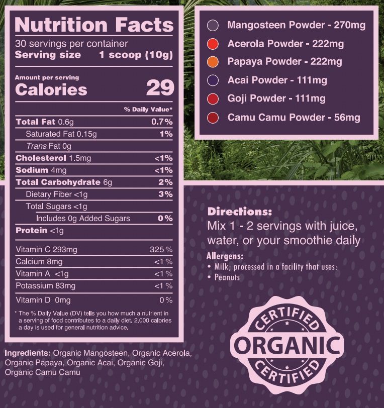 Organic Tropical Antioxidant Fruit Blend by Pure Choice Farms
