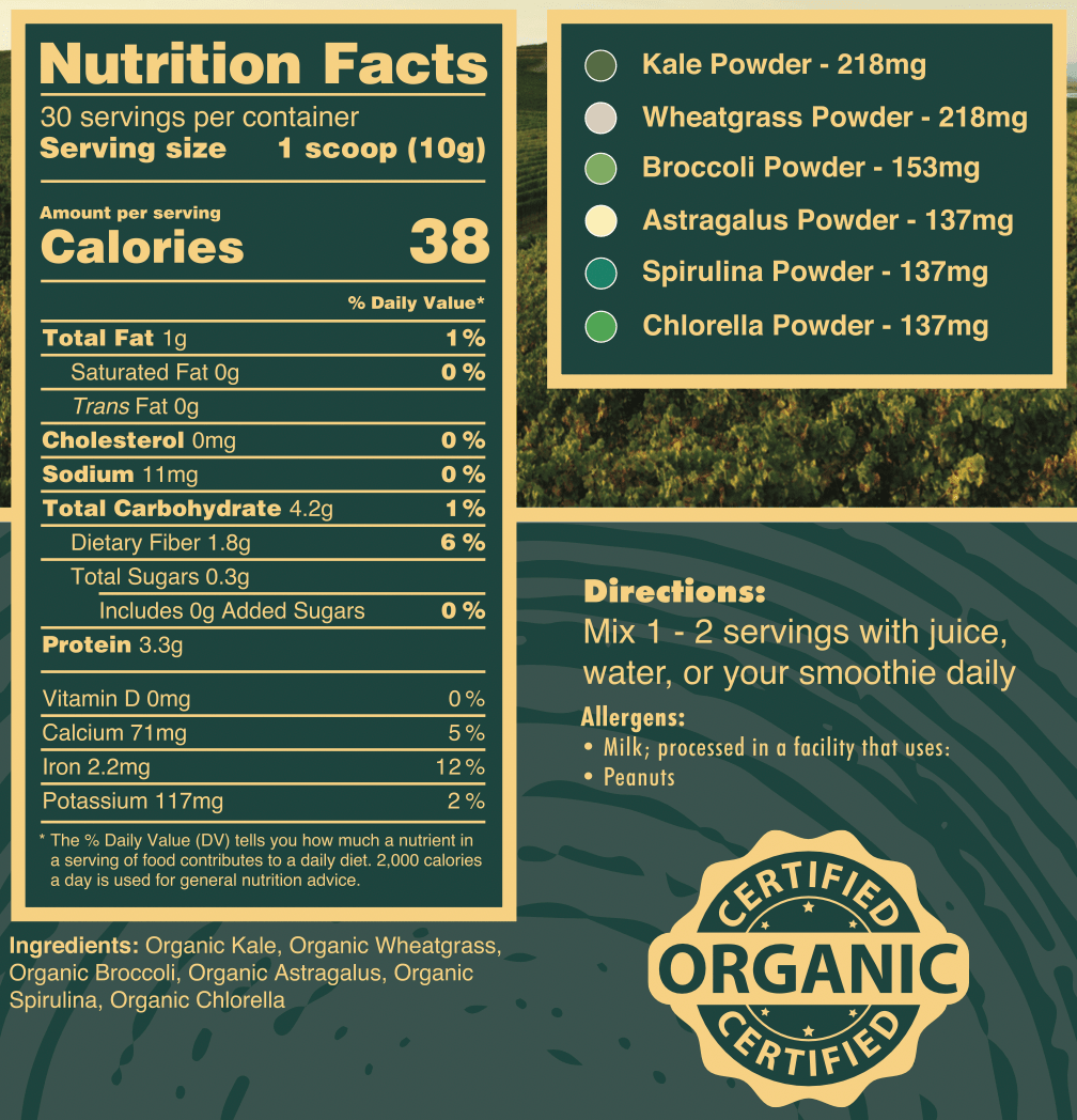Organic Powdered Superfood Greens by Pure Choice Farms