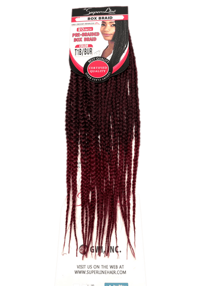 Super Line Pre-Braided Box Braid 20 in, Color T1B/BUR