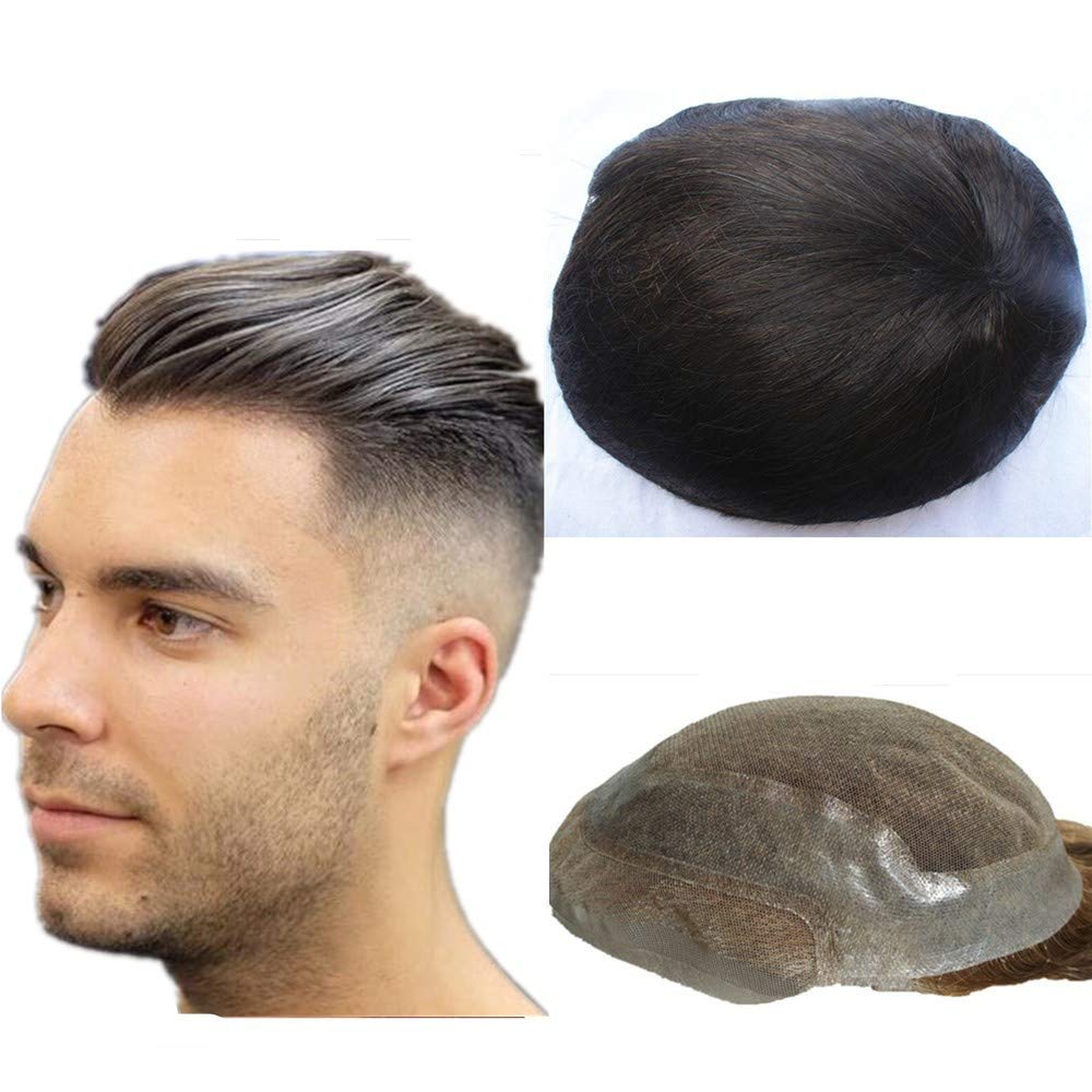 VIP Extensions Hollywood Toupee for Men, 100% Human Hair, 1B  DestGlow