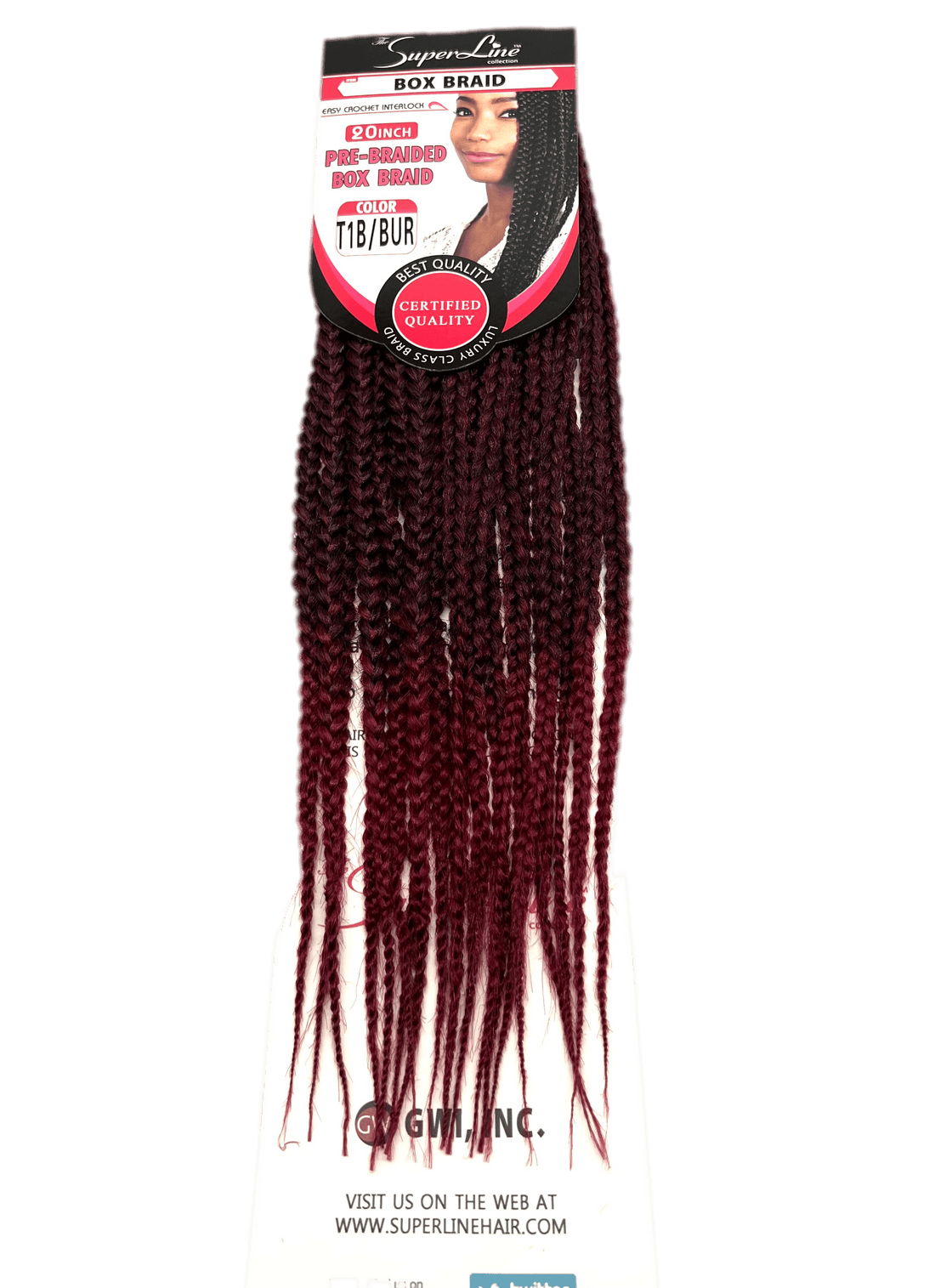 Super Line Pre-Braided Box Braid 20 in, Color T1B/BUR  DestGlow