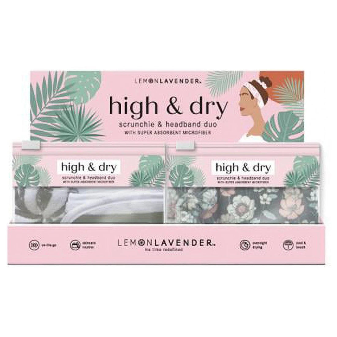 Lemon Lavender Microfiber Scrunchie &amp; Headband Duo, Assorted Patterns  DestGlow
