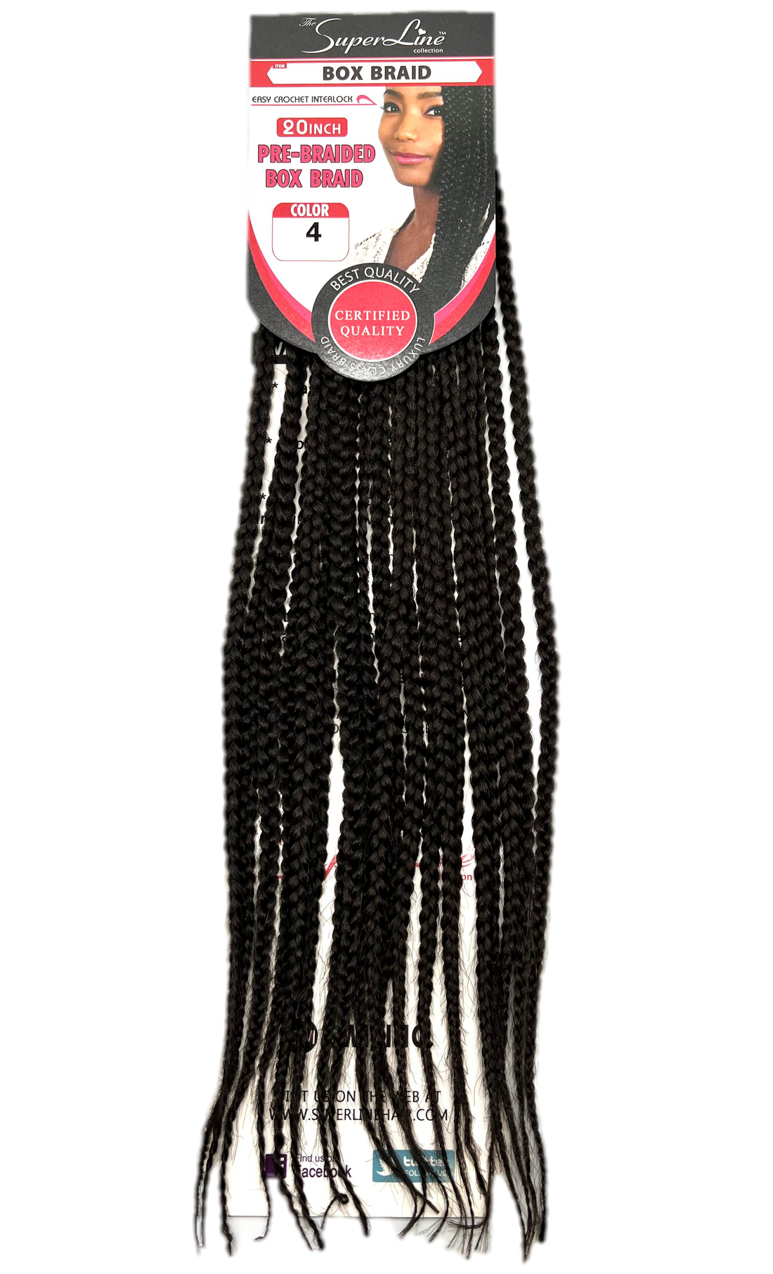 Super Line Pre-Braided Box Braid 20 in, Color 4  DestGlow