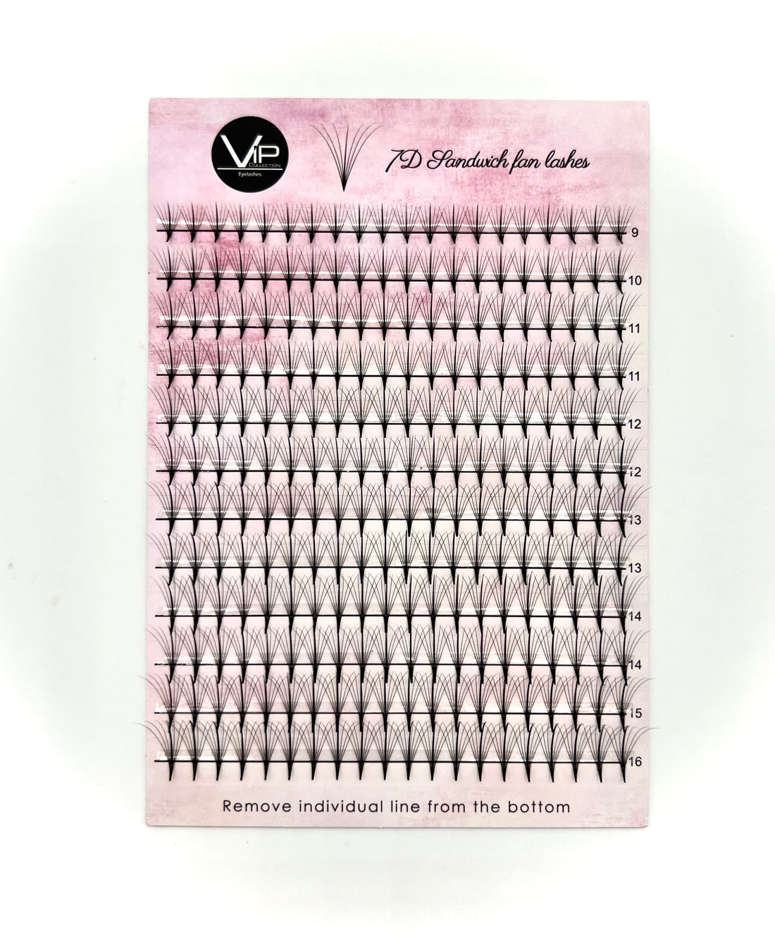 VIP Extensions 7D Sandwich Fan Lash Extensions 0.07 C Curl 12 Lines, Mixed 9-16 mm Large Tray  DestGlow