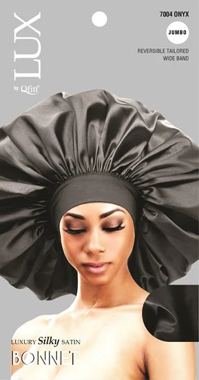 Qfitt Lux Silky Satin Bonnet Jumbo, Onyx  DestGlow