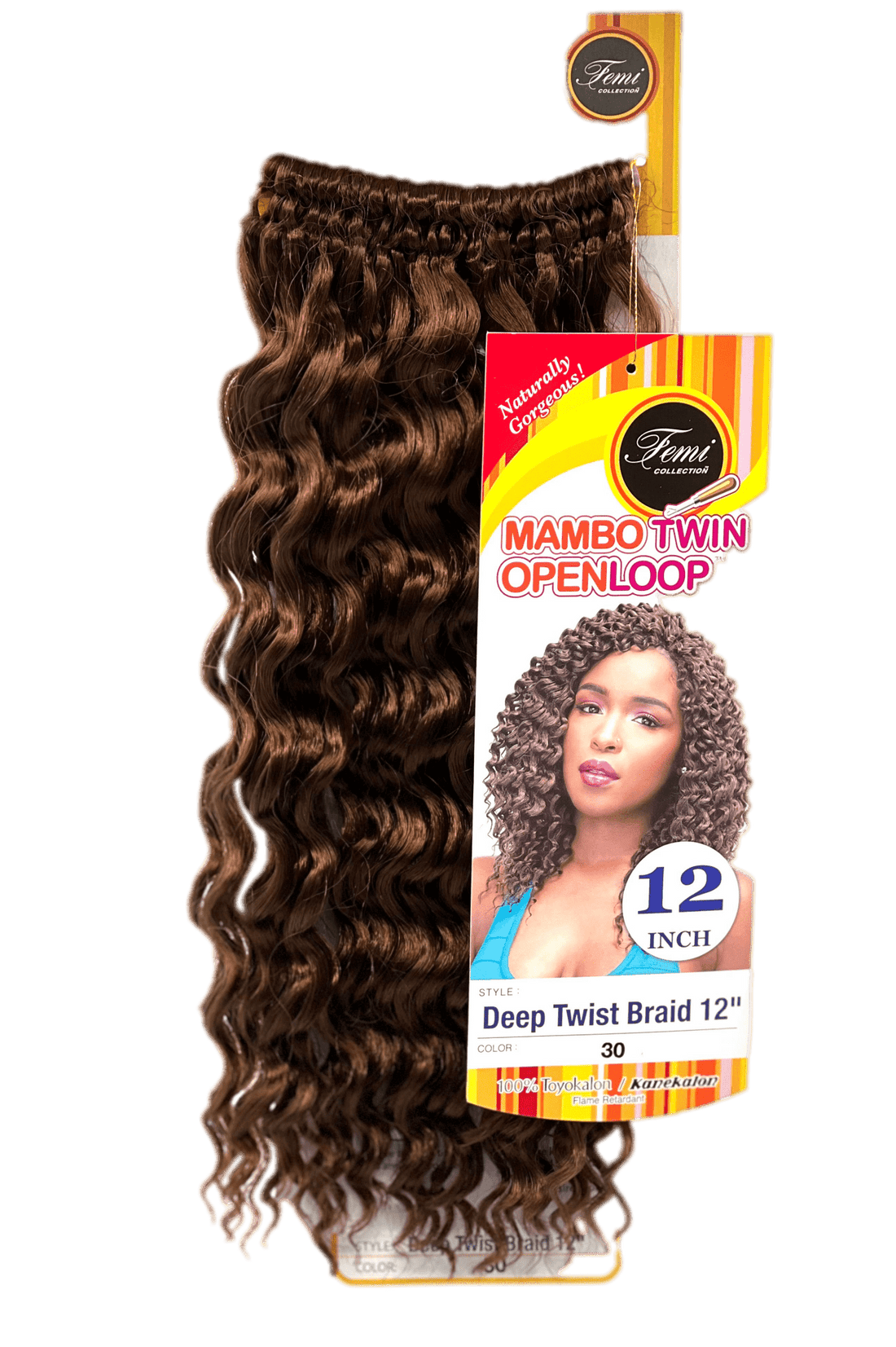 Femi Collection Mambo Twin Open Loop Deep Twist Braid 12 in, Color OET1B/30  DestGlow