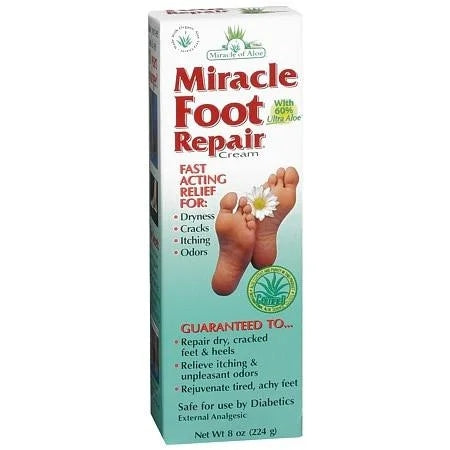 Miracle of Aloe Miracle Foot Repair Cream 60% UltraAloe 8 oz  DestGlow