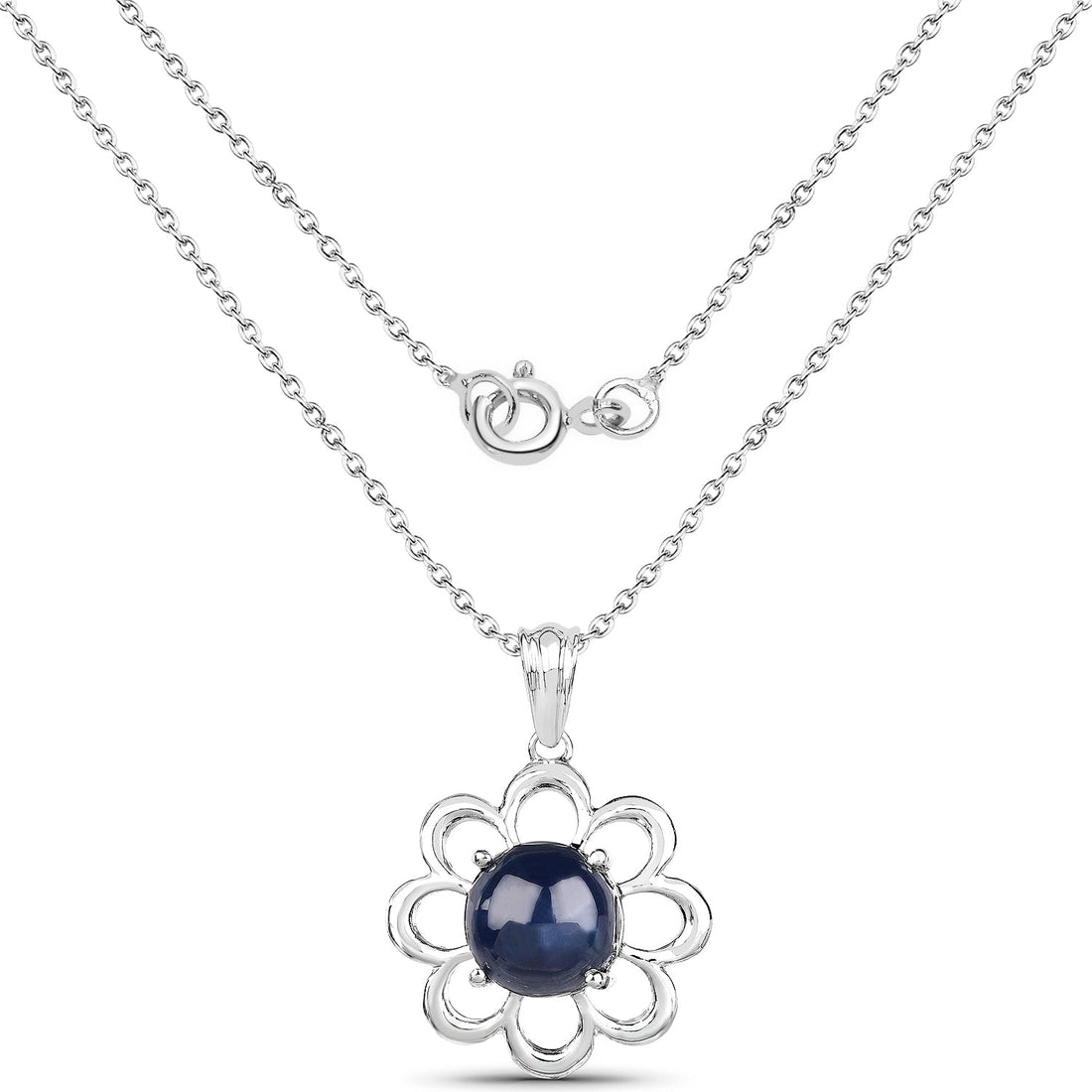4.65 Carat Genuine Blue Sapphire .925 Sterling Silver Pendant 