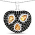 3.19 Carat Genuine Citrine and Black Spinel .925 Sterling Silver Pendant by Avera Group