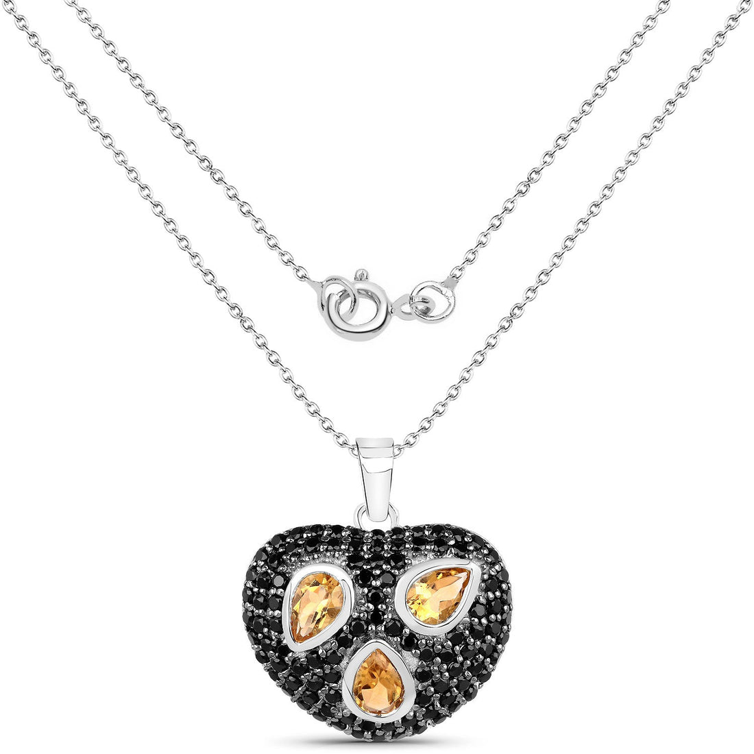 3.19 Carat Genuine Citrine and Black Spinel .925 Sterling Silver Pendant by Avera Group