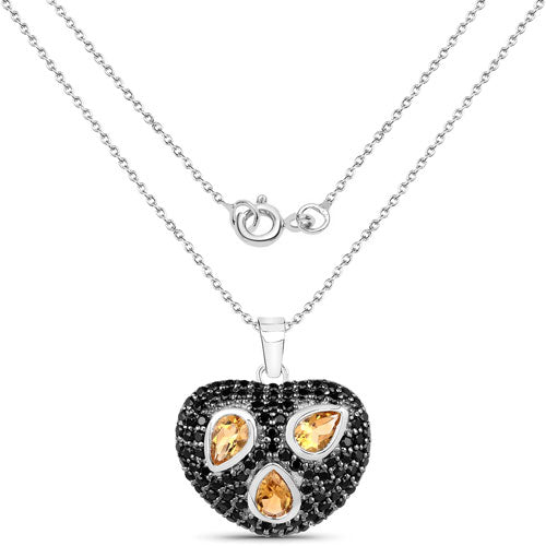 3.19 Carat Genuine Citrine and Black Spinel .925 Sterling Silver Pendant by Bids.com