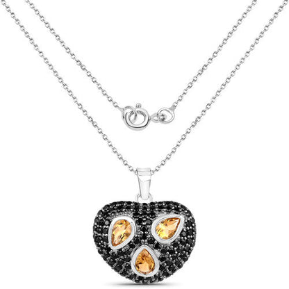 3.19 Carat Genuine Citrine and Black Spinel .925 Sterling Silver Pendant by Bids.com