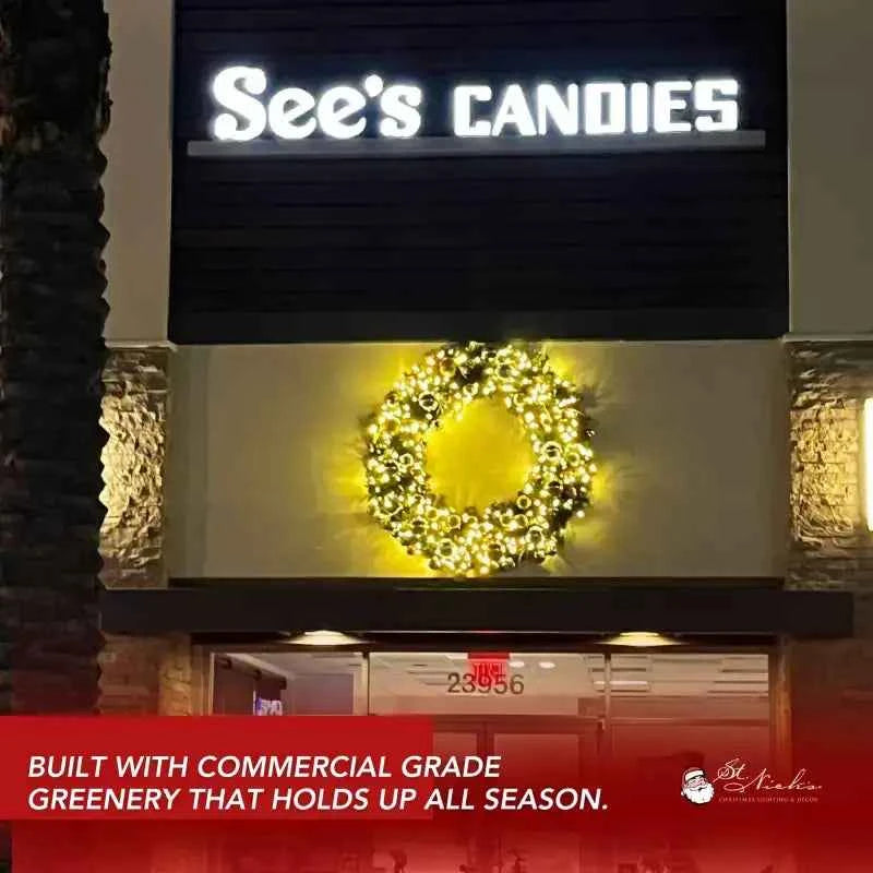 Pre-Decorated Christmas Wreath with Warm White Lights Gold/Silver