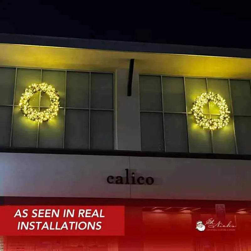 Pre-Decorated Christmas Wreath with Warm White Lights Gold/Silver