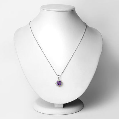 1.87 Carat Genuine Amethyst and White Diamond 14K Yellow Gold with .925 Sterling Silver Pendant by Bids.com