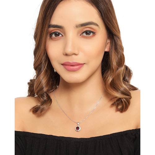 2.32 Carat Genuine Garnet and White Diamond 14K Yellow Gold with .925 Sterling Silver Pendant by Bids.com