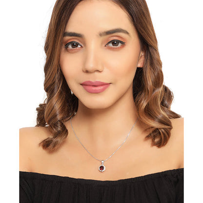 2.32 Carat Genuine Garnet and White Diamond 14K Yellow Gold with .925 Sterling Silver Pendant by Bids.com
