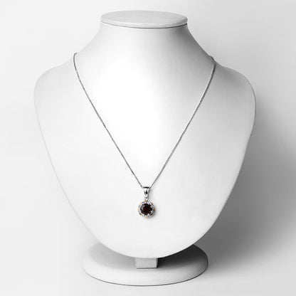 2.32 Carat Genuine Garnet and White Diamond 14K Yellow Gold with .925 Sterling Silver Pendant by Bids.com