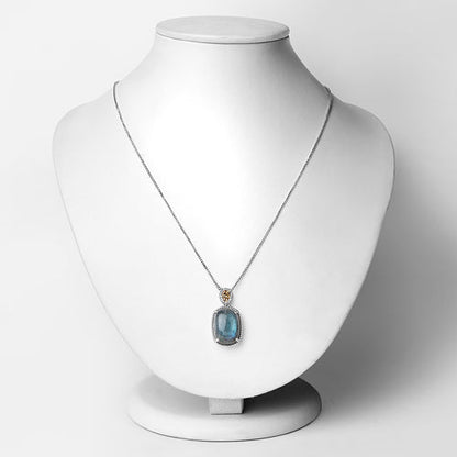 11.05 Carat Genuine Labradorite and White Diamond 14K Yellow Gold with .925 Sterling Silver Pendant by Bids.com