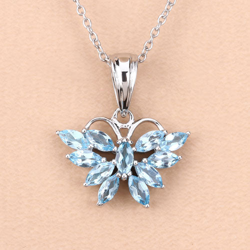 1.76 Carat Genuine Swiss Blue Topaz .925 Sterling Silver Pendant by Bids.com