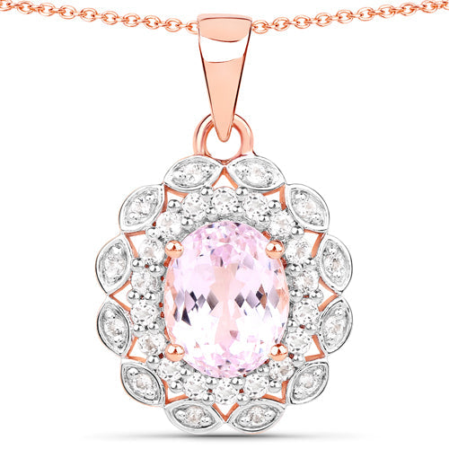 4.26 Carat Genuine Kunzite and White Topaz .925 Sterling Silver Pendant by Bids.com