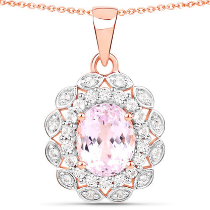 4.26 Carat Genuine Kunzite and White Topaz .925 Sterling Silver Pendant by Bids.com