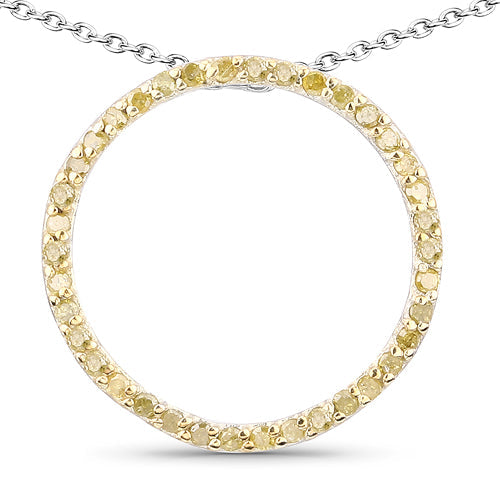 0.30 Carat Genuine Diamond Yellow .925 Sterling Silver Pendant by Bids.com
