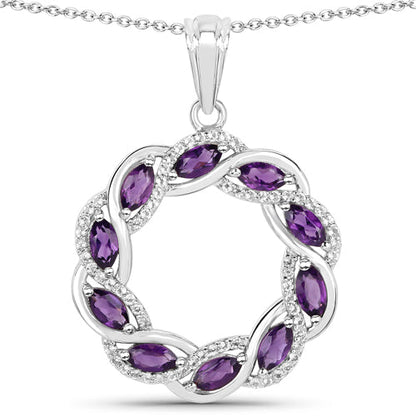 1.83 Carat Genuine Amethyst and White Topaz .925 Sterling Silver Pendant by Bids.com