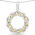 1.73 Carat Genuine Citrine and White Topaz .925 Sterling Silver Pendant 