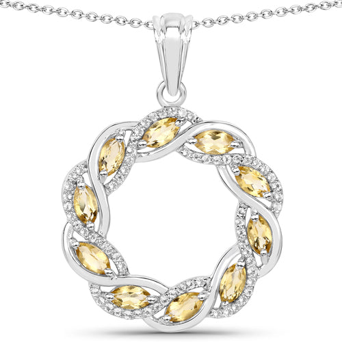 1.73 Carat Genuine Citrine and White Topaz .925 Sterling Silver Pendant by Bids.com
