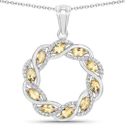 1.73 Carat Genuine Citrine and White Topaz .925 Sterling Silver Pendant by Bids.com