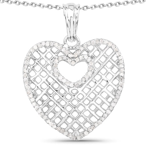 0.52 Carat Genuine White Diamond .925 Sterling Silver Pendant by Bids.com