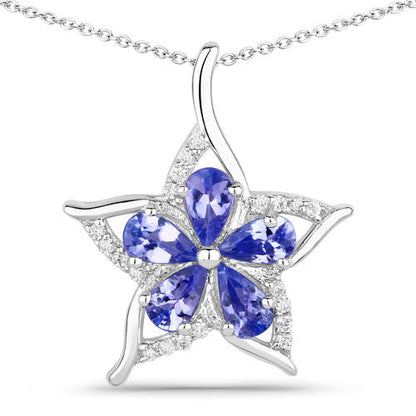 1.17 Carat Genuine Tanzanite and White Zircon .925 Sterling Silver Pendant  DestGlow