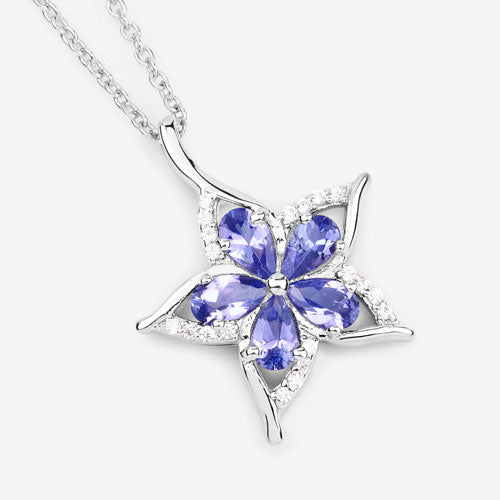 1.17 Carat Genuine Tanzanite and White Zircon .925 Sterling Silver Pendant  DestGlow