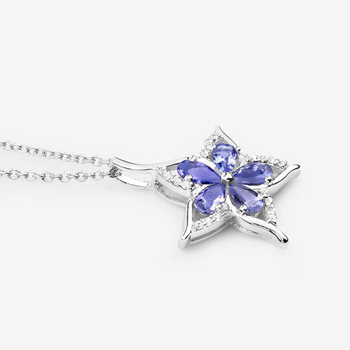 1.17 Carat Genuine Tanzanite and White Zircon .925 Sterling Silver Pendant  DestGlow