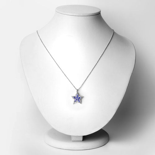 1.17 Carat Genuine Tanzanite and White Zircon .925 Sterling Silver Pendant  DestGlow