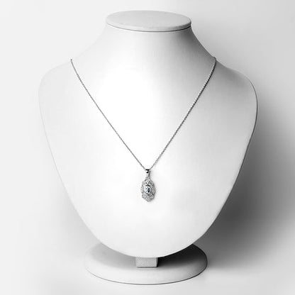 0.48 Carat Genuine Aquamarine and White Topaz .925 Sterling Silver Pendant by Bids.com