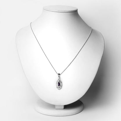 0.54 Carat Genuine Amethyst and White Topaz .925 Sterling Silver Pendant  DestGlow