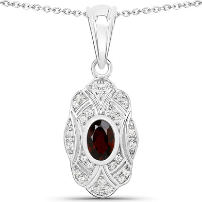 0.63 Carat Genuine Garnet and White Topaz .925 Sterling Silver Pendant by Bids.com