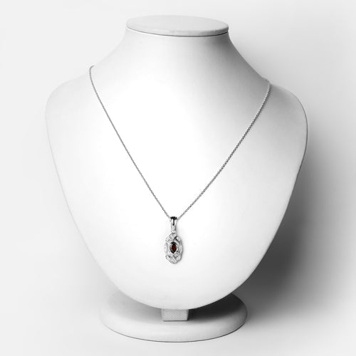 0.63 Carat Genuine Garnet and White Topaz .925 Sterling Silver Pendant by Bids.com