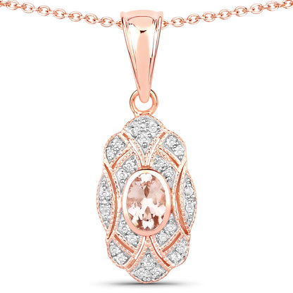0.52 Carat Genuine Morganite and White Topaz .925 Sterling Silver Pendant by Avera Group