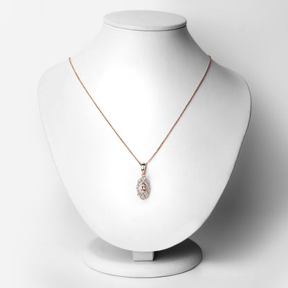 0.52 Carat Genuine Morganite and White Topaz .925 Sterling Silver Pendant by Avera Group