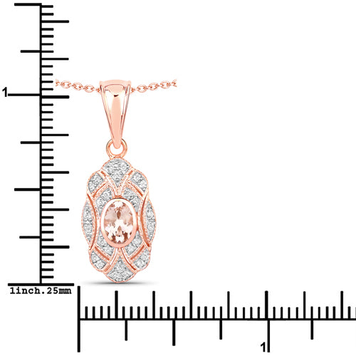 0.52 Carat Genuine Morganite and White Topaz .925 Sterling Silver Pendant by Bids.com