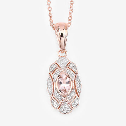 0.52 Carat Genuine Morganite and White Topaz .925 Sterling Silver Pendant by Bids.com