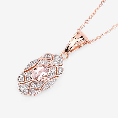 0.52 Carat Genuine Morganite and White Topaz .925 Sterling Silver Pendant by Bids.com