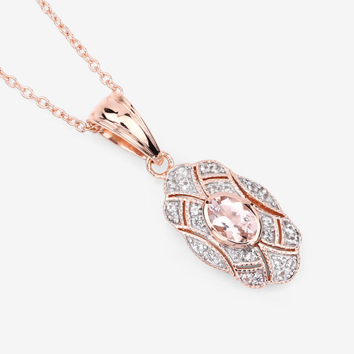 0.52 Carat Genuine Morganite and White Topaz .925 Sterling Silver Pendant by Bids.com