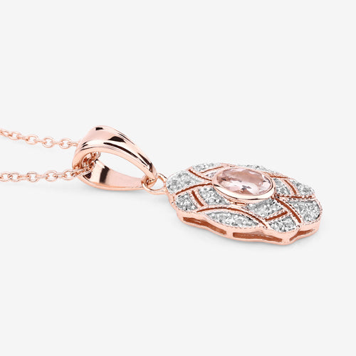 0.52 Carat Genuine Morganite and White Topaz .925 Sterling Silver Pendant by Bids.com